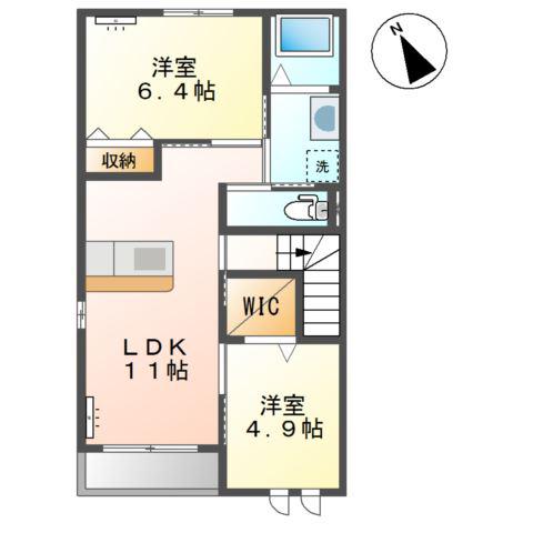 アヴニール(2LDK/2階)の間取り写真