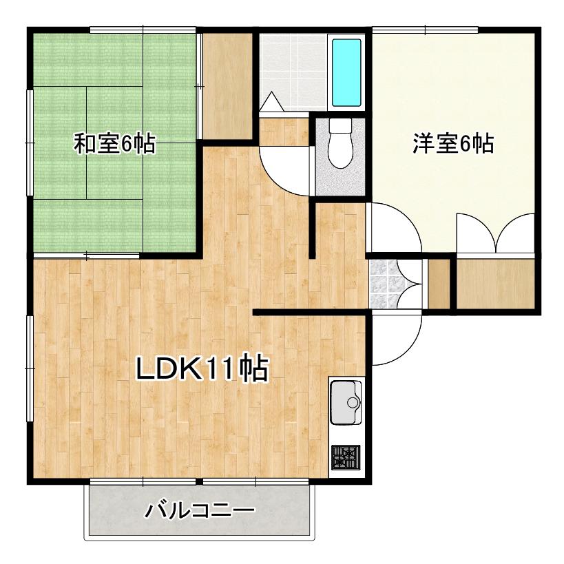 栗の木ハウス(2LDK/1階)の間取り写真