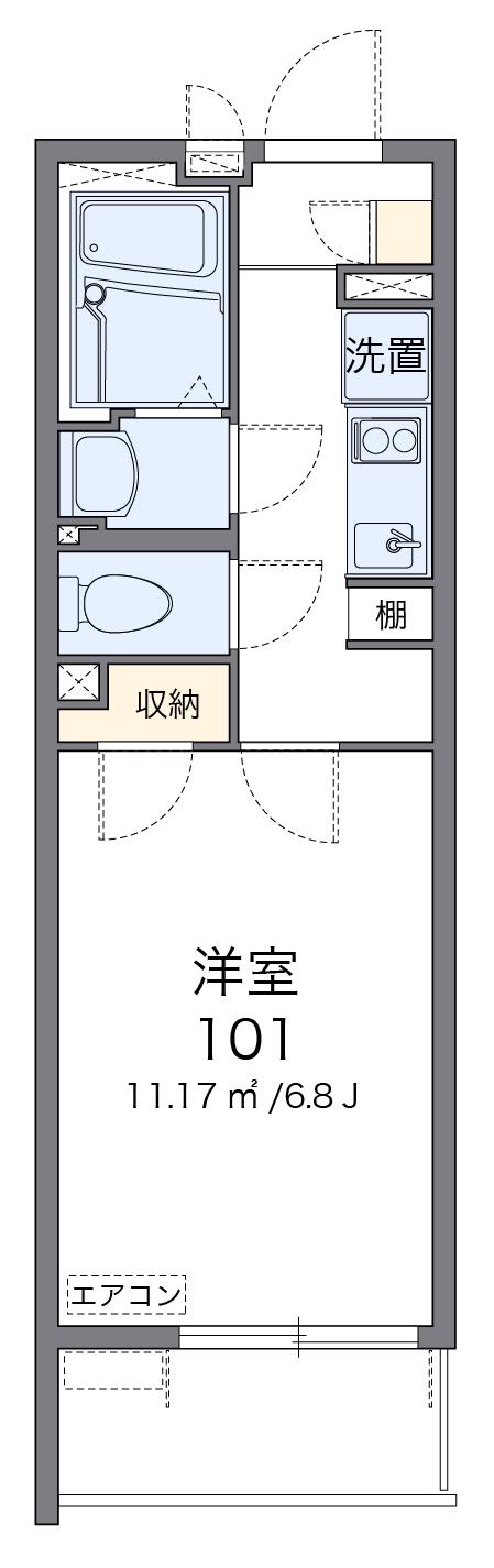 クレイノフロンティアIII(1K/3階)の間取り写真