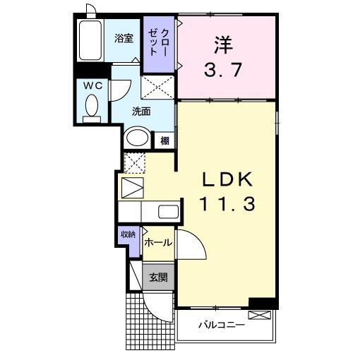 東武野田線 高柳駅 徒歩5分 2階建 築15年(1LDK/1階)の間取り写真