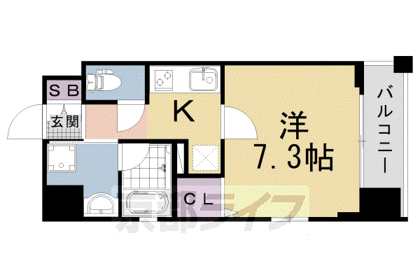 ベラジオ雅び烏丸十条II(1K/5階)の間取り写真