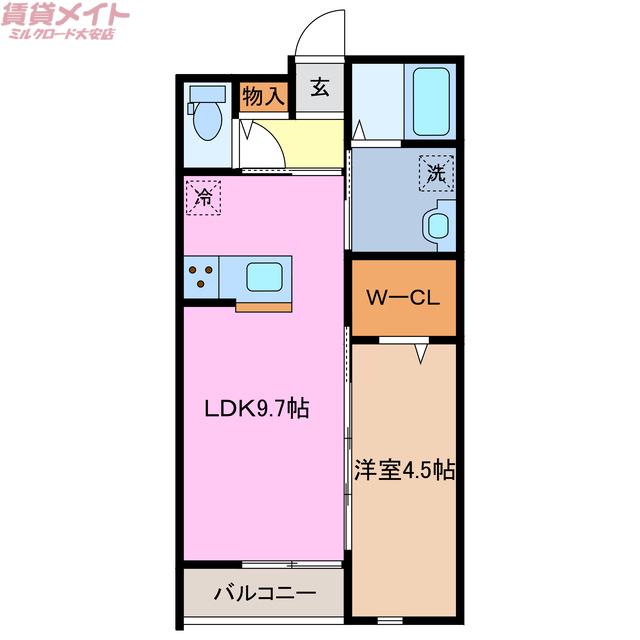 CASA BLANC(1LDK/2階)の間取り写真