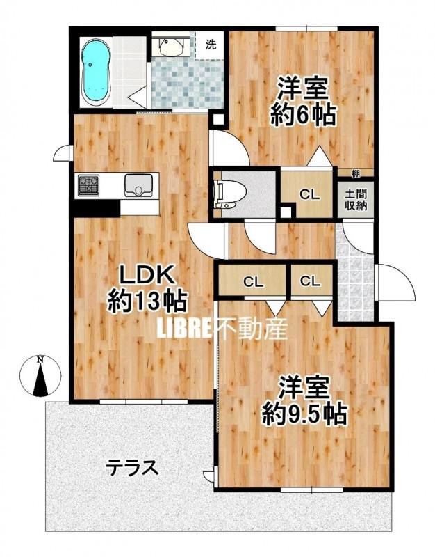 シャーメゾン エスパス ウルー(2LDK/1階)の間取り写真