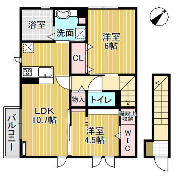 D-ROOMグランデ(2LDK/2階)の間取り写真