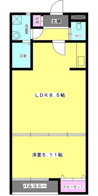 エルシャンテ(1LDK/1階)の間取り写真