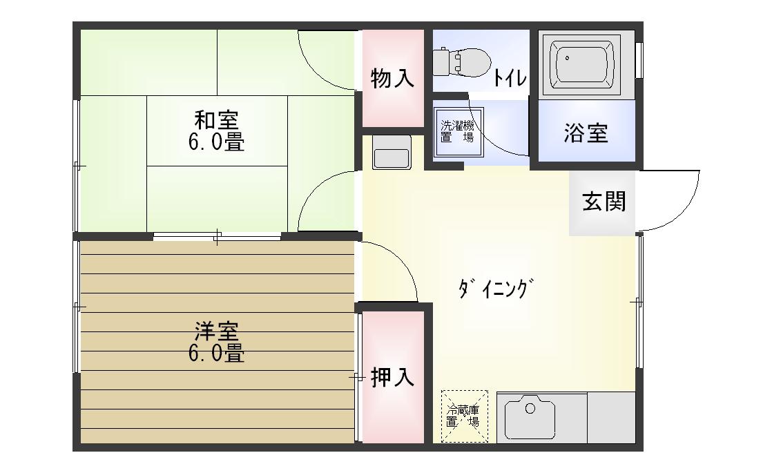 ホワイトハイツ(2DK/1階)の間取り写真