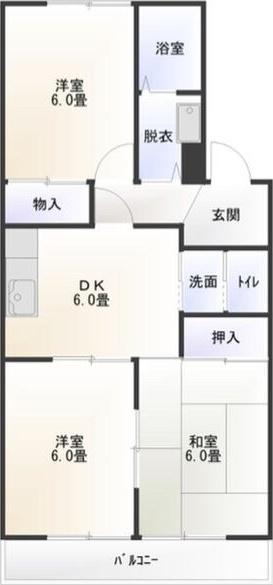 マンション岡田(3DK/1階)の間取り写真