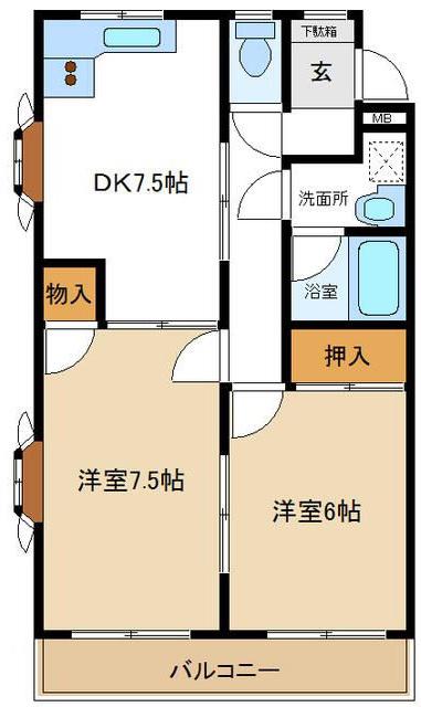 ラフレシアハイツ(2DK/2階)の間取り写真