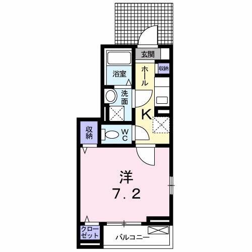 パークサイド仲田(1K/1階)の間取り写真