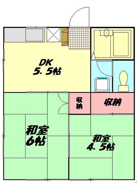 ハラックスII(2DK/1階)の間取り写真