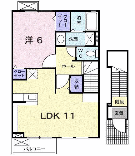 グランデ ニケ II(1LDK/2階)の間取り写真