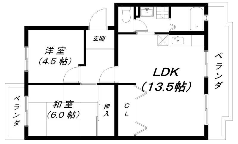 アムールONE(2LDK/3階)の間取り写真