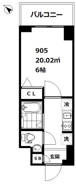 アイディ品川11(1K/9階)の間取り写真