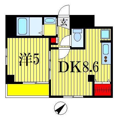 プルメリア(1DK/1階)の間取り写真