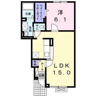 プリムローズ エム(1LDK/1階)の間取り写真