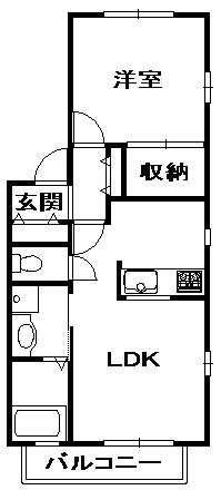 アヴェニュー壱番館(1LDK/2階)の間取り写真