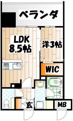 グランフォーレ小倉シティタワー(1LDK/14階)の間取り写真