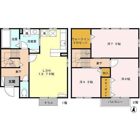 ブランシェ北斗A(3LDK/1階)の間取り写真