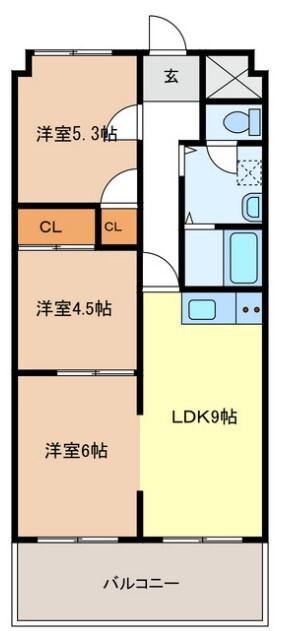 リバーサイド鈴鹿(3LDK/4階)の間取り写真