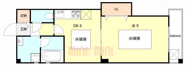 LIFE TUKUDA1(1DK/2階)の間取り写真