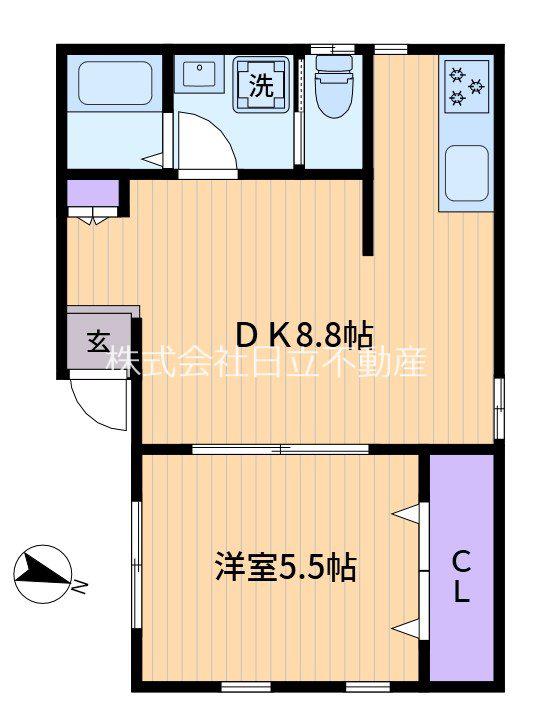 パールハイツ(1DK/1階)の間取り写真