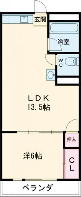 名張駅前マンション(1LDK/4階)の間取り写真