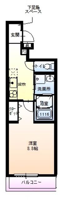 フジパレス鳳中町III番館(1K/3階)の間取り写真
