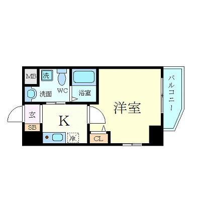 エイペックス京町堀II(1K/2階)の間取り写真