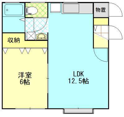 COMFORT二ツ屋(1LDK/1階)の間取り写真