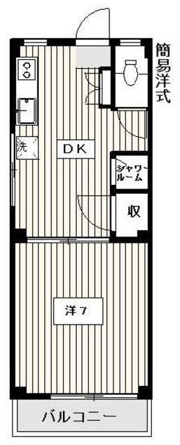 石原ハイツ(1DK/4階)の間取り写真