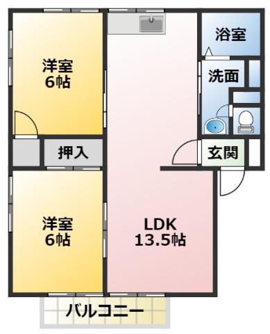 ファミール末広(2LDK/1階)の間取り写真