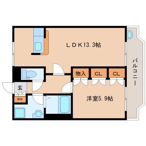 プラムハウスII(1LDK/2階)の間取り写真