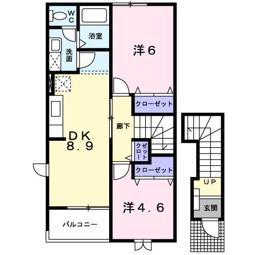 エトワール(2DK/2階)の間取り写真