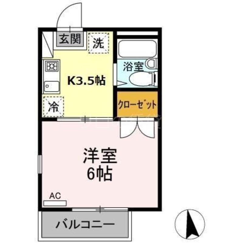 セジュール馬込(1K/2階)の間取り写真
