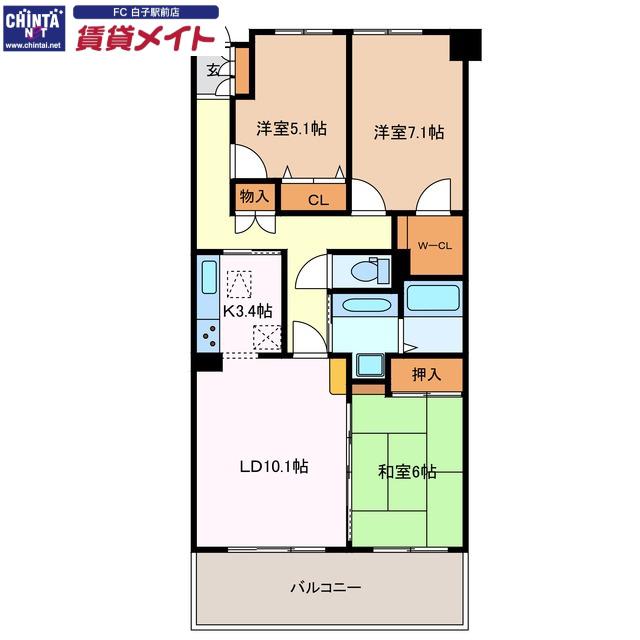 アトレ旭が丘3番館(3LDK/6階)の間取り写真