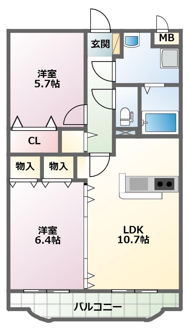Y&Mイマージュ(2LDK/2階)の間取り写真