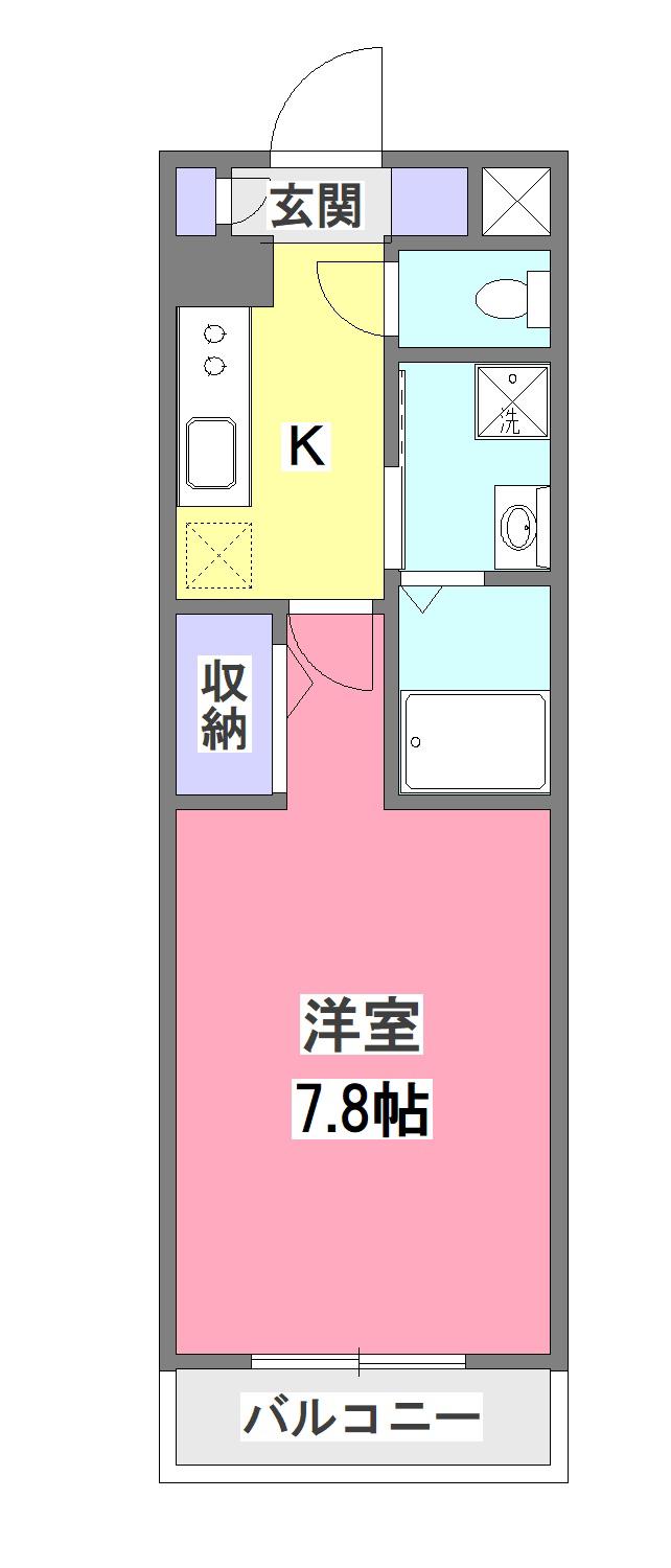 ヴェルデ(1K/1階)の間取り写真