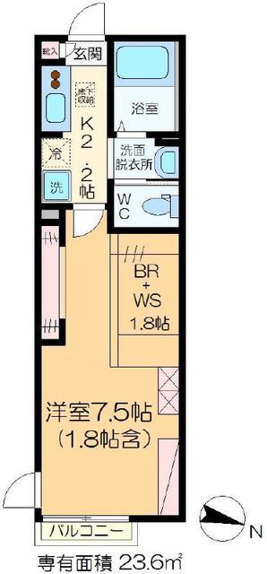 WISH(1K/1階)の間取り写真