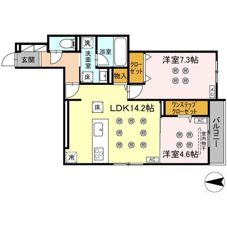 CREST COURT(2LDK/1階)の間取り写真