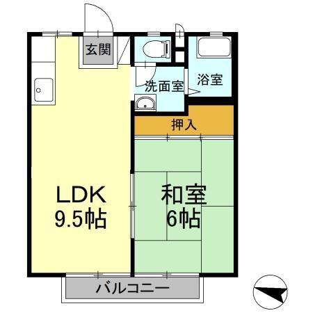 シルキーハイツ(1LDK/2階)の間取り写真