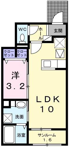 パル山崎(1LDK/1階)の間取り写真