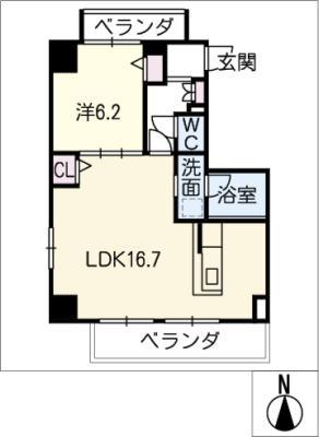 LAULEA一宮駅前(1LDK/7階)の間取り写真