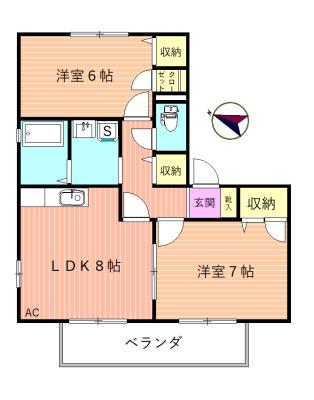 シティメゾンふるきV(2LDK/2階)の間取り写真