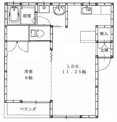 コーポリヴァーサイド(1LDK/1階)の間取り写真