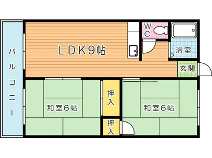 白銀マンション(2LDK/5階)の間取り写真