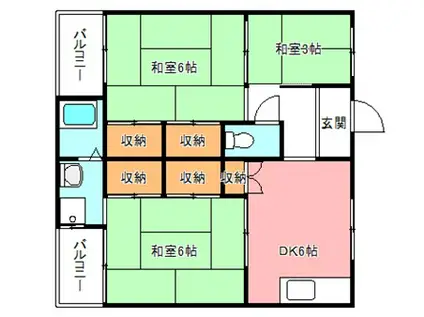 ビレッジハウス加賀田(3DK/4階)の間取り写真