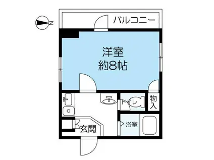 ハピネス武庫之荘西(1K/2階)の間取り写真