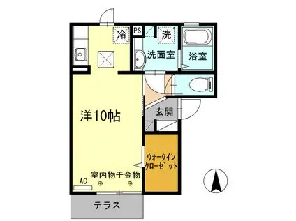 ハピネス三秀(ワンルーム/2階)の間取り写真