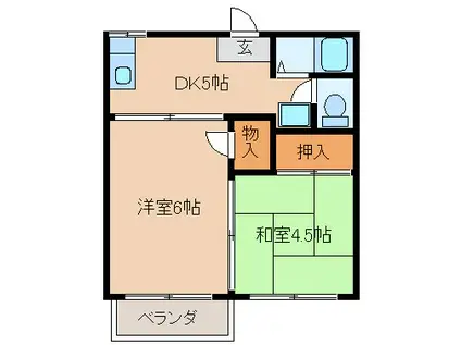 フォーブルハウス塚本(2DK/2階)の間取り写真