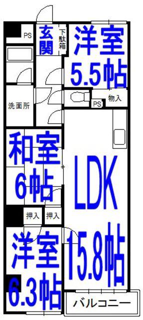 プルミエールサンコウ(3LDK/3階)の間取り写真